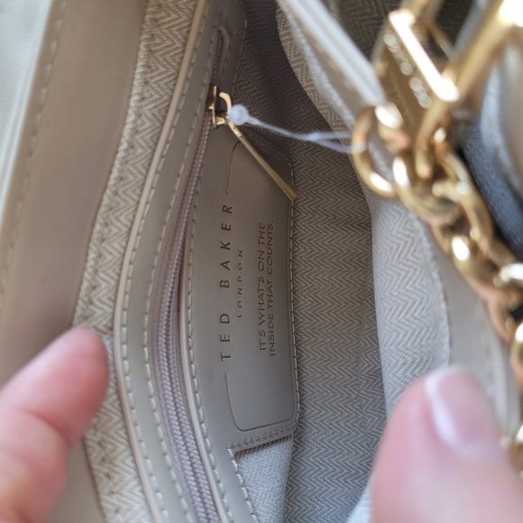 Ted Baker London Cream Top-Handle Satchel with Gold Chain Detail - Picture 7 of 13
